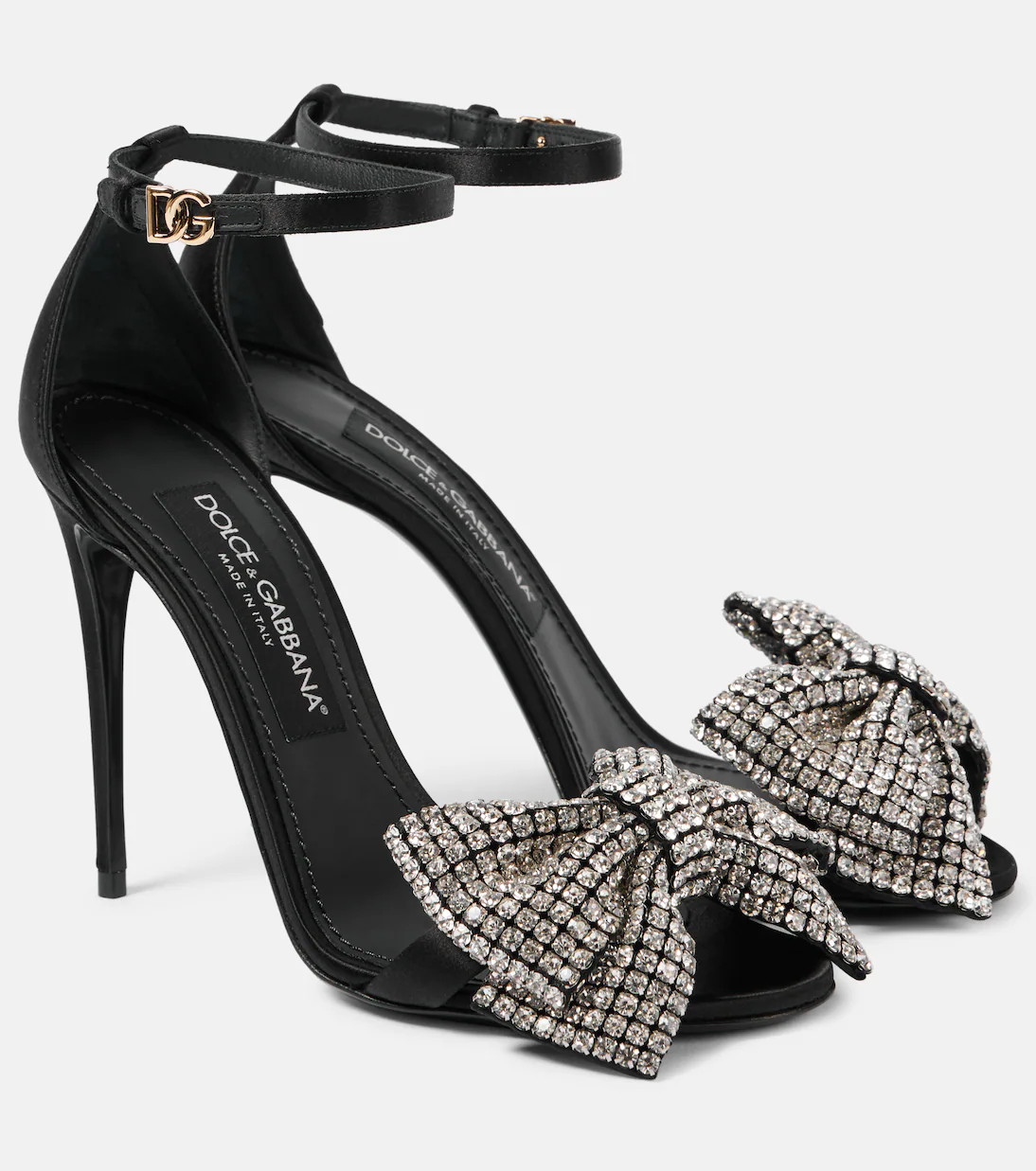 Bow Tie crystal-embellished satin sandals | Mytheresa (US/CA)