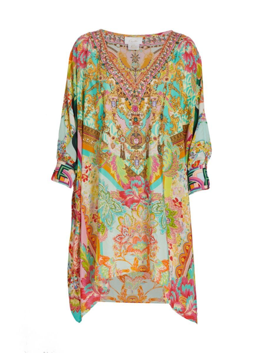 Oversized Floral Silk Cover-Up | Saks Fifth Avenue