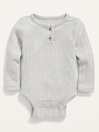 Cozy Unisex Long-Sleeve Henley Bodysuit for Baby | Old Navy (US)