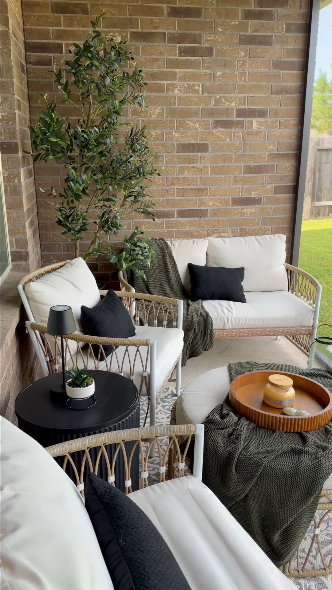 Summer patio refresh, complete. ☀️🤍 I wanted this space to feel cozy, elevated, and perfect for chats and working from home!

#LTKOver40 #LTKvlog #LTKHome
