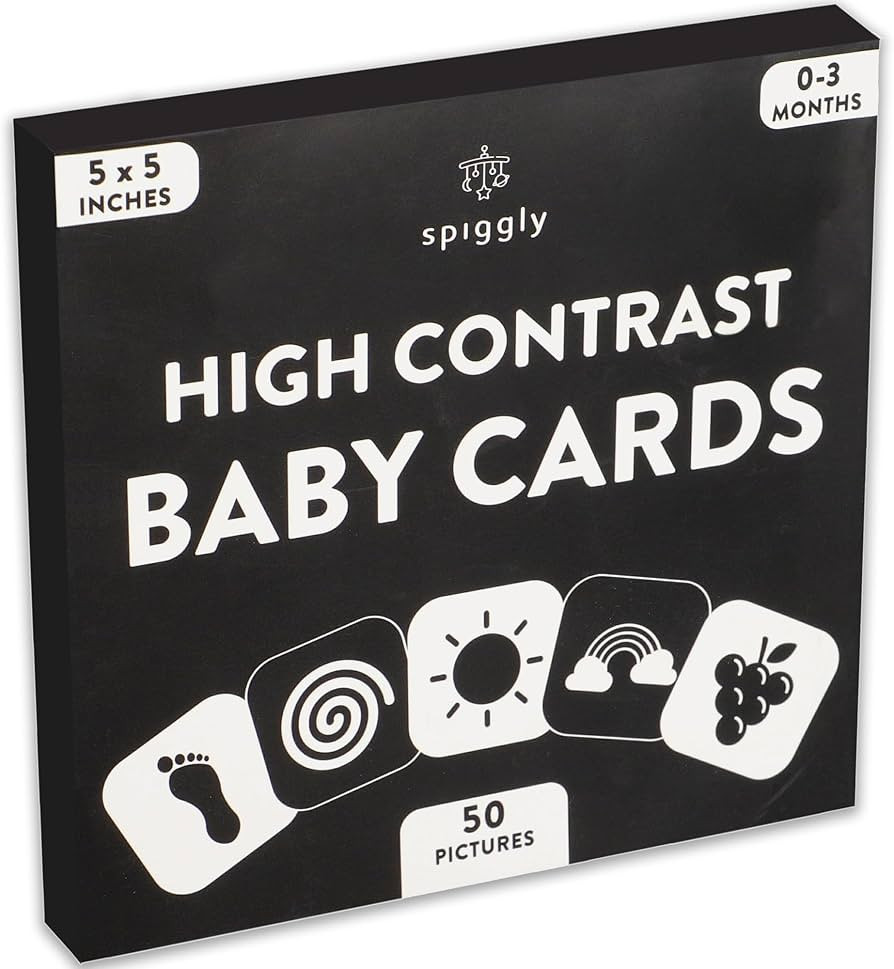 50 Pictures High Contrast Baby Cards Newborn Activities Baby Visual Stimulation Cards Black and W... | Amazon (US)