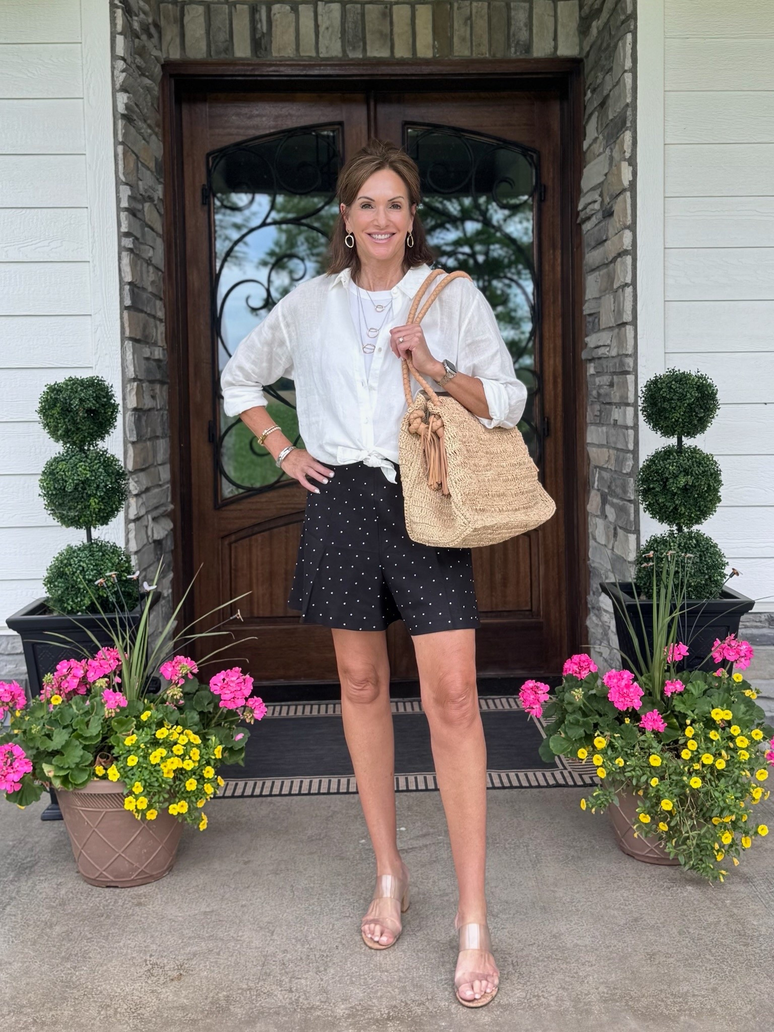 Linen blend style 

Shirt - medium 
Tank - large
Swing shorts - size 6

Summer styles
Linen outfit 
Summer outfit
Ageless style 
Polka dots

#LTKootd #LTKSeasonal #LTKTall