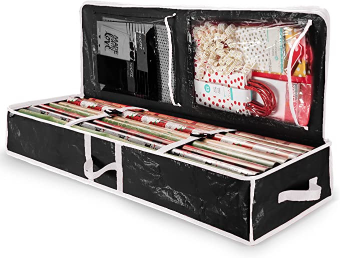 ZOBER Underbed Gift Wrap Organizer, Interior Pockets, fits 18-24 Standard Rolls, Underbed Storage... | Amazon (US)