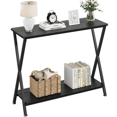 Garvee Console Table, 33.5" Narrow Entryway Table w/Storage Shelf and Metal Frame, Industrial Black, For Living Room, Foyer, Bedroom | Target