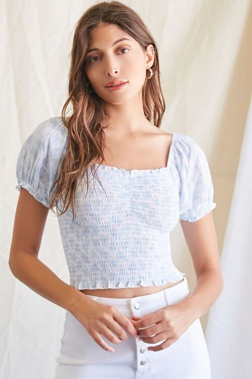 Smocked Floral Print Crop Top | Forever 21 (US)
