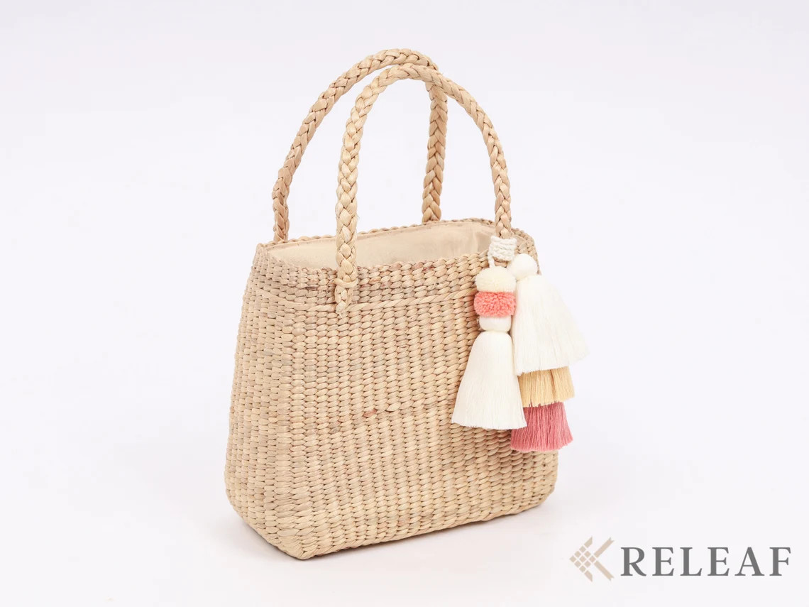 Small Tote Bag Aesthetic, Straw Bag With Tassel, Cute Tote Bag for Women, Make up Bag, Baguette B... | Etsy (US)