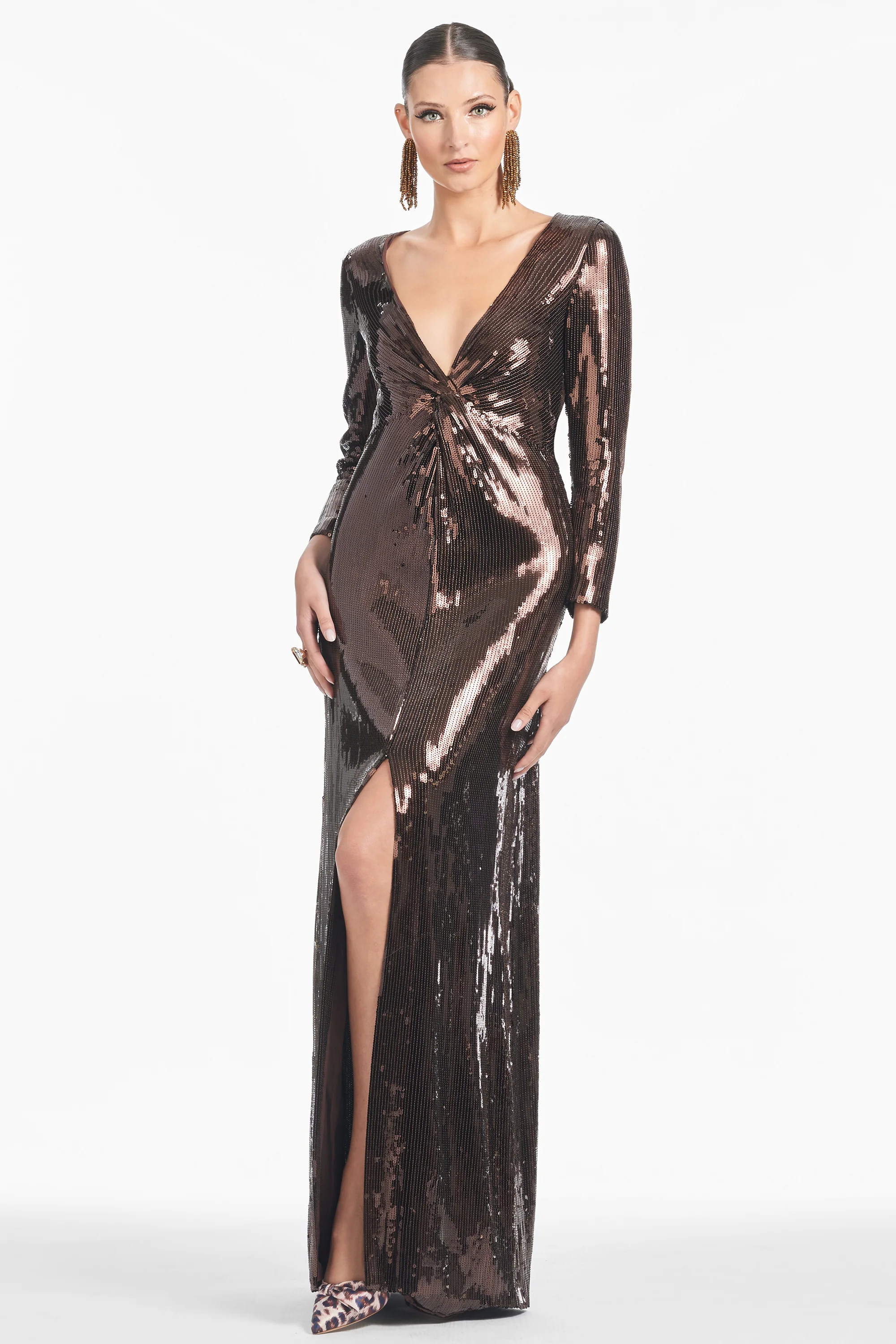 Sequin Talulla Gown - Espresso | Sachin and Babi
