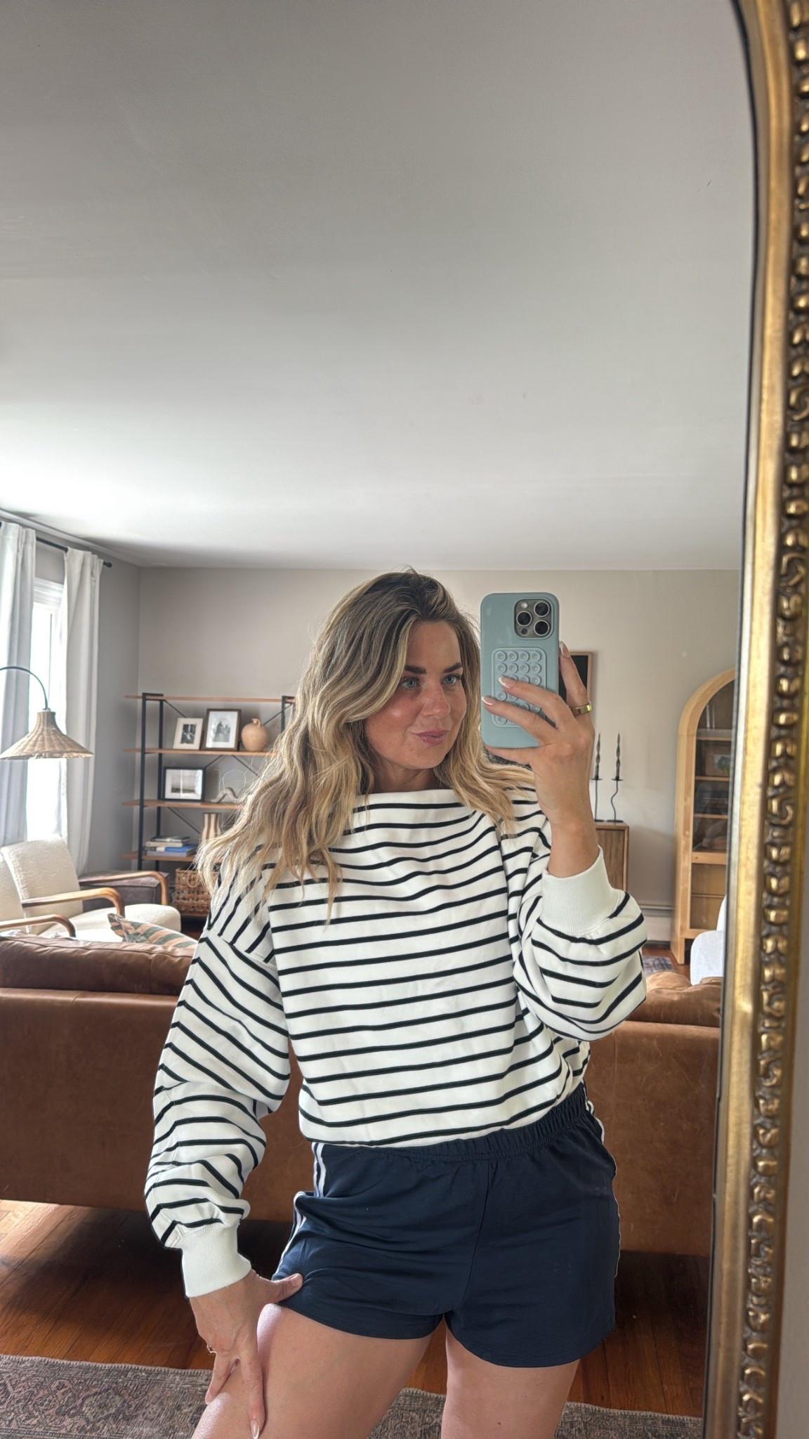 Size medium in striped top
