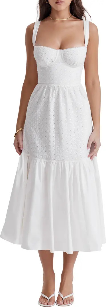 Elia Floral Stretch Cotton Blend Corset Sundress | Nordstrom