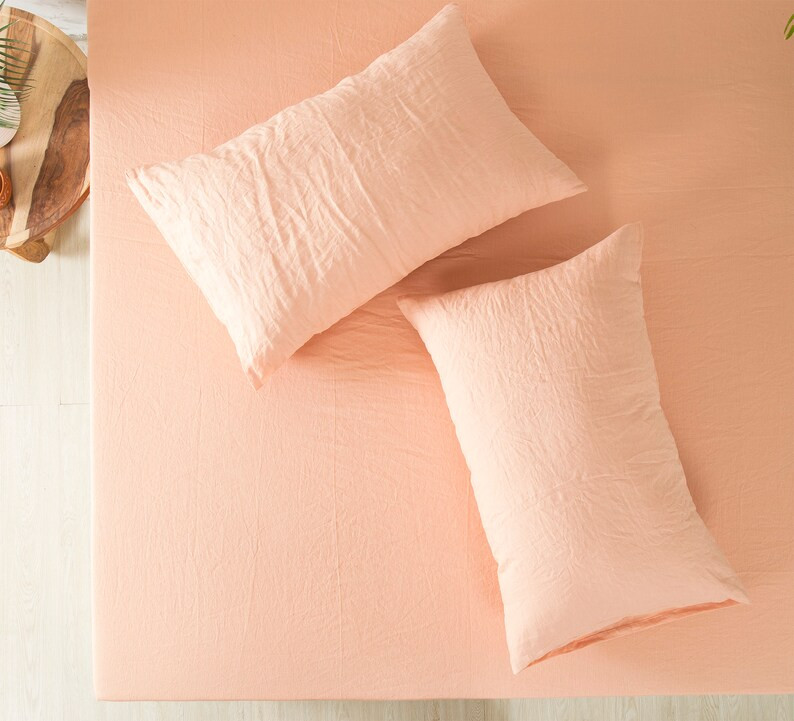 Peach Linen Pillowcase, Linen Pillow Cover Cushion Cover, Linen Lumbar Pillow, Boho Linen Pillow ... | Etsy (US)