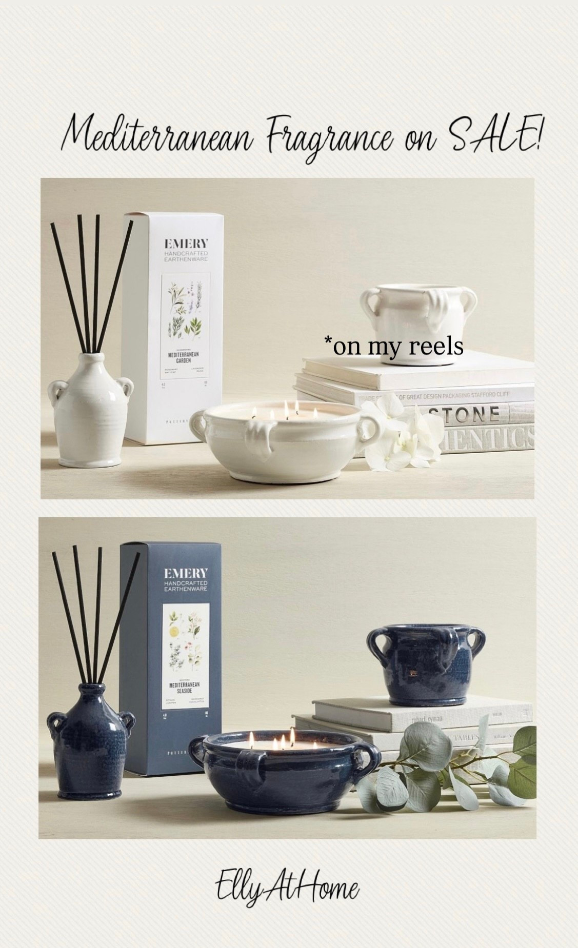 Beautiful vessel candles and diffusers on sale! Emery Mediterranean garden and seaside fragrance, scents. Shop more from the collection! Pottery Barn 

#LTKSaleAlert #LTKHome #LTKdayinmylife