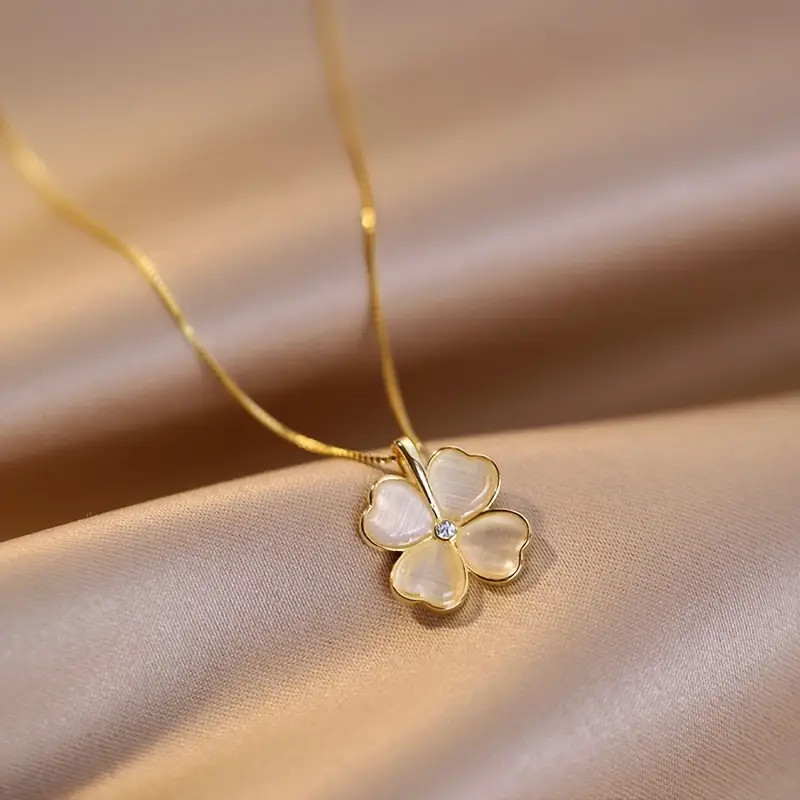 Collar Trébol Cuatro Hojas Piedra Ojo Gato Nuevo Colgante - Temu | Temu Affiliate Program