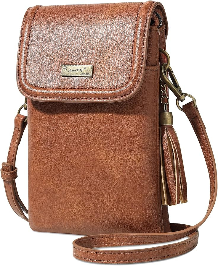 AnsTOP Small Crossbody Bag for Women – Minimalist Vegan Leather Phone Purse with Tassel & Adjus... | Amazon (US)