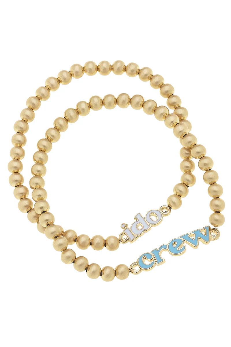 I Do Crew Ball Bead Bracelet Set of 2 in Satin Gold | CANVAS