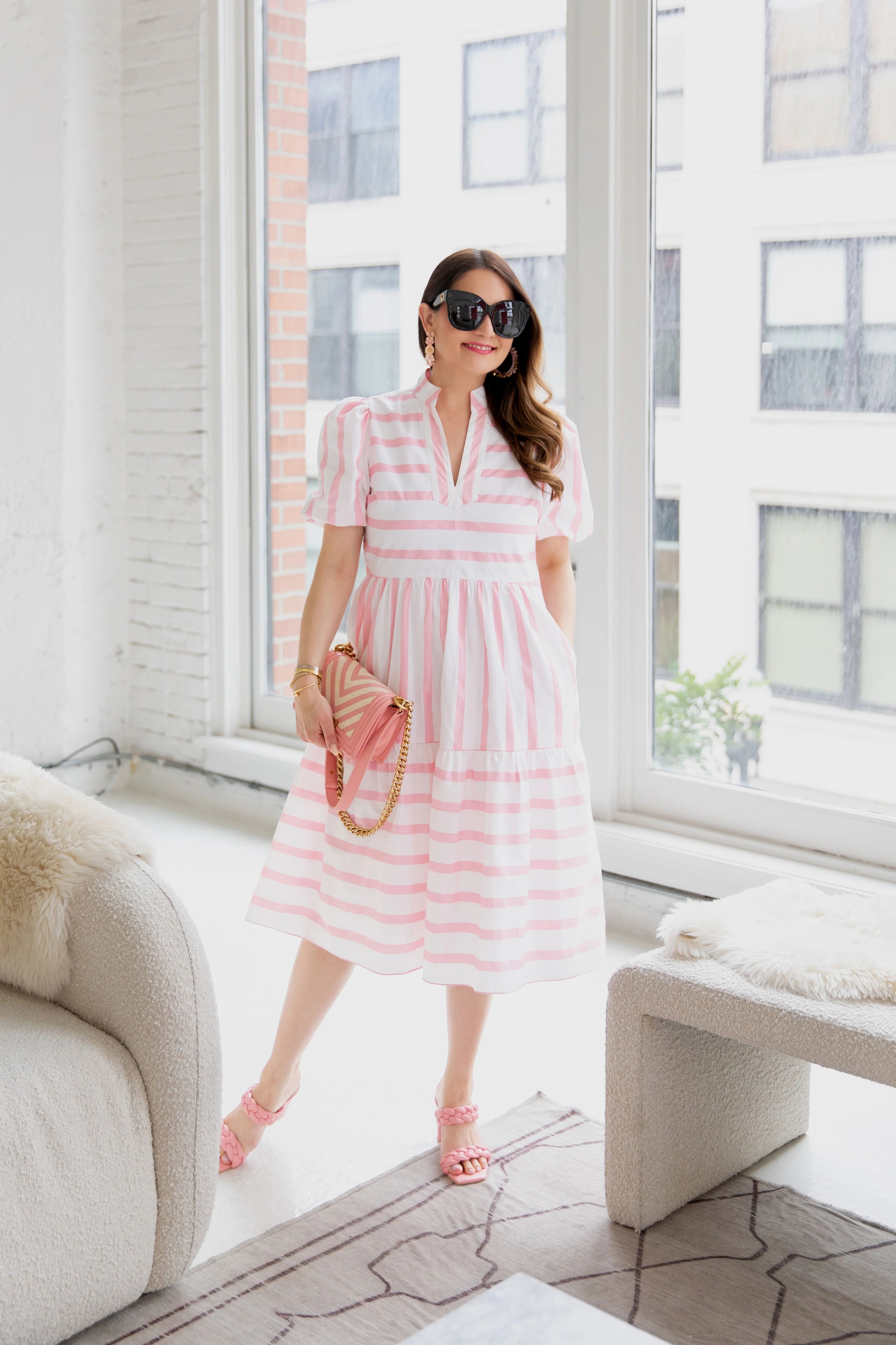 Pink & White Marie Midi Dress | Sail to Sable