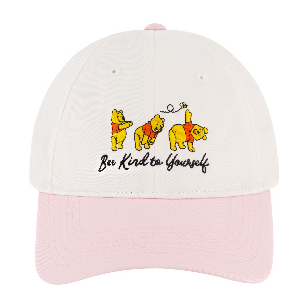 Disney Adult Winnie The Pooh Be Kind To Yourself Two Tone Dad Hat White/Pink One Size | Target