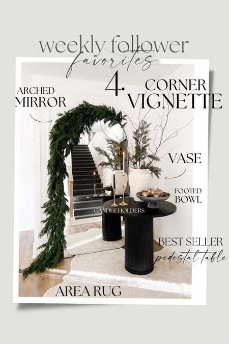 Weekly follower favorites… you guys loved my corner vignette styling video! I love sharing Inspo!

McGee and co. Pottery barn. Crate and barrel. Amazon. Table. Mirror. Garland. Candle holder. Rug. Vase. Branches. Bowl. 

#LTKhome #LTKHoliday #LTKSeasonal