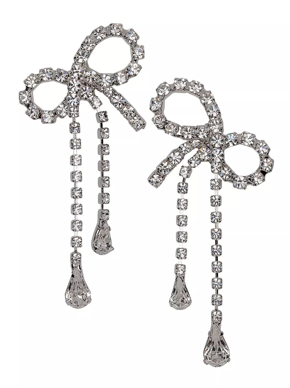Mirabelle Silvertone & Crystal Bow Drop Earrings | Saks Fifth Avenue
