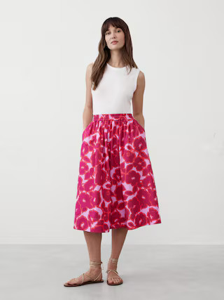 Poplin Midi Skirt | Banana Republic Factory