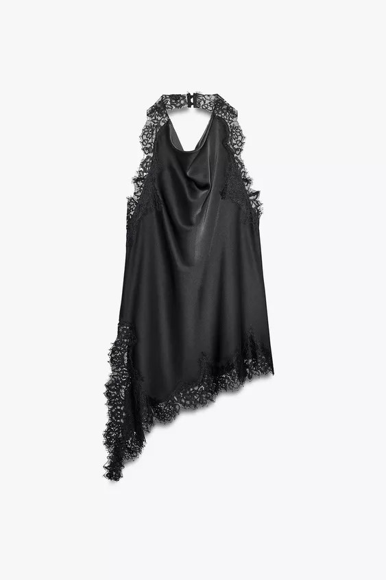 ZW COLLECTION LACE HALTER TOP | Zara UK