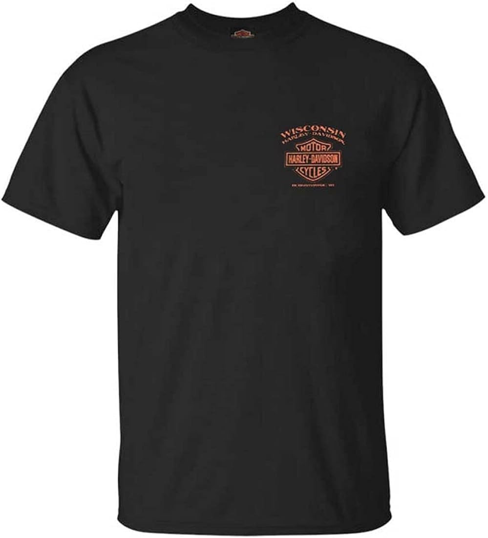 Harley-Davidson Men's Eagle Piston Short Sleeve Crew-Neck Cotton T-Shirt - Black | Amazon (US)