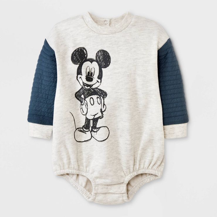 Baby Boys' Mickey Mouse & Friends Quilted Bodysuit - Beige | Target