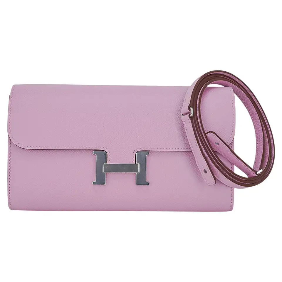 Hermes Constance Long To Go Wallet Mauve Sylvestre Palladium | 1stDibs