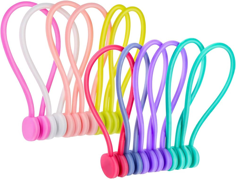 Magnetic Cords Organizers, FGSAEOR Reusable Silicone Twist Cable Ties for Bundling and Organizing... | Amazon (US)