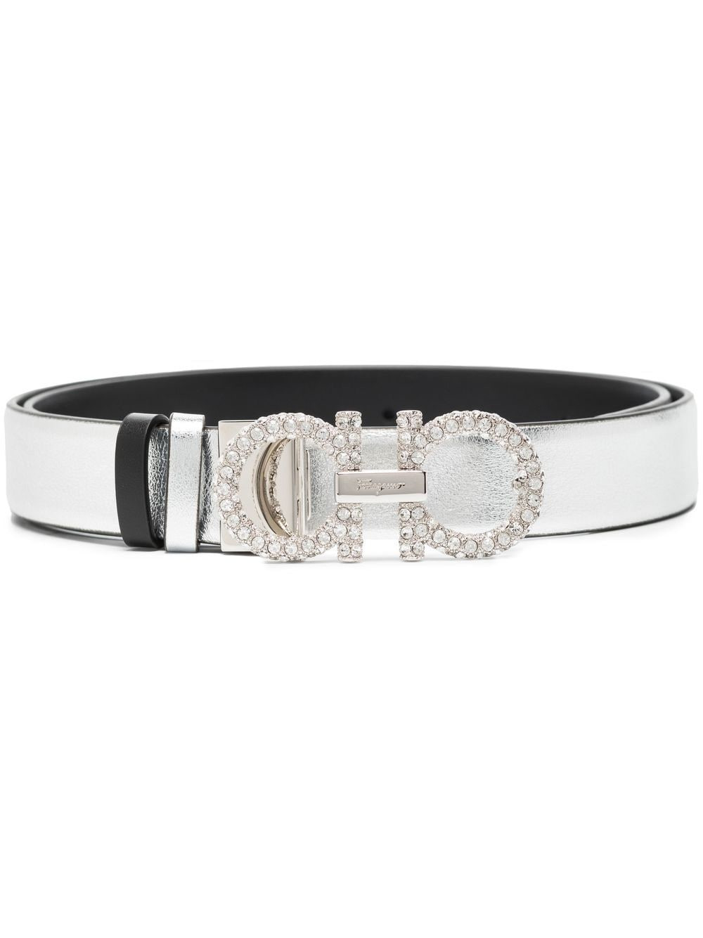 Ferragamo rhinestone buckle belt - Silver | Farfetch Global