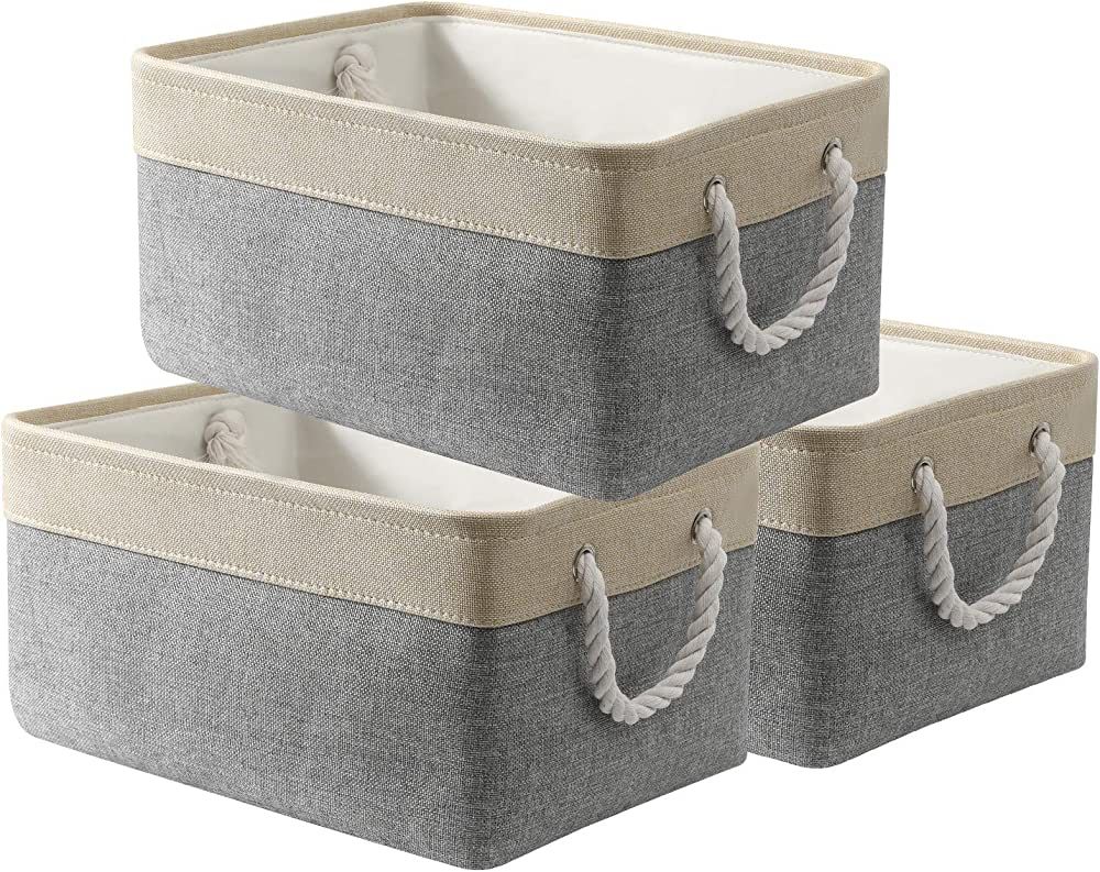 Storage Basket Bins - Fabric Basket&Decorative Baskets Storage Box Cubes Containers W/Handles for... | Amazon (CA)