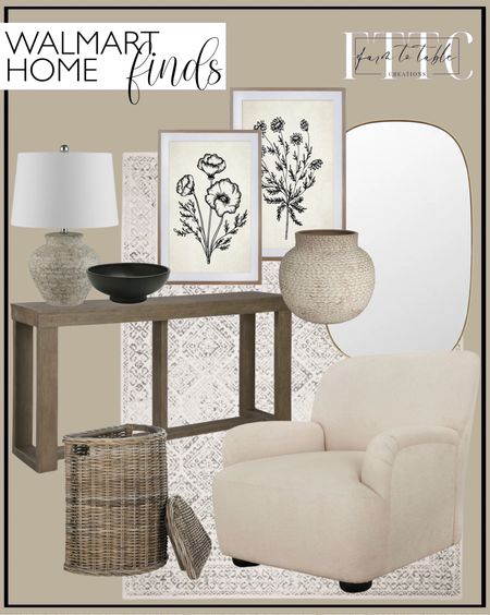 Walmart Home Finds. Follow @farmtotablecreations on Instagram for more inspiration.

Signature Design by Ashley Contemporary Cariton Sofa/Console Table Gray. Safavieh Damari Nautical Wicker Storage Hamper with Lid. Better Homes & Gardens Waylen Accent Chair, by Dave & Jenny Marrs. SAFAVIEH Varia 23 in. x 37 in. Solid Frame Mirror, Gold. SAFAVIEH Ledger 22.5 in. Textured Ceramic Table Lamp, Light Grey. SAFAVIEH Fresh Cut Flora 24 in. x 36 in. Framed Wall Art, Ivory/Black. SAFAVIEH Tulum Ophelia Bordered Geometric Area Rug, 12' x 15', Ivory/Grey. SAFAVIEH From The Garden 24 in. x 36 in. Framed Wall Art, Ivory/Black. Kensington Hill Havi 7"H White with Rust Antique Chevron Decorative Vase. Better Homes & Garden Matte Black Round Ceramic 9.4" Decorative Bowl.

Walmart Home Finds. Walmart Flash Deals. Walmart Clearance. 




#LTKFindsUnder50 #LTKHome #LTKSaleAlert