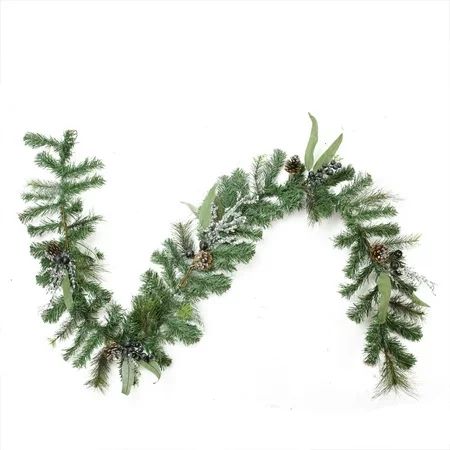 6' x 10"" Artificial Mixed Pine with Blueberries Pine Cones and Ice Twigs Christmas Garland - Unlit | Walmart (US)