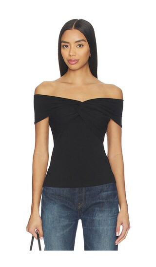 MORE TO COME Rorie Off Shoulder Top in Black. - size XXS | Revolve Clothing (Global)