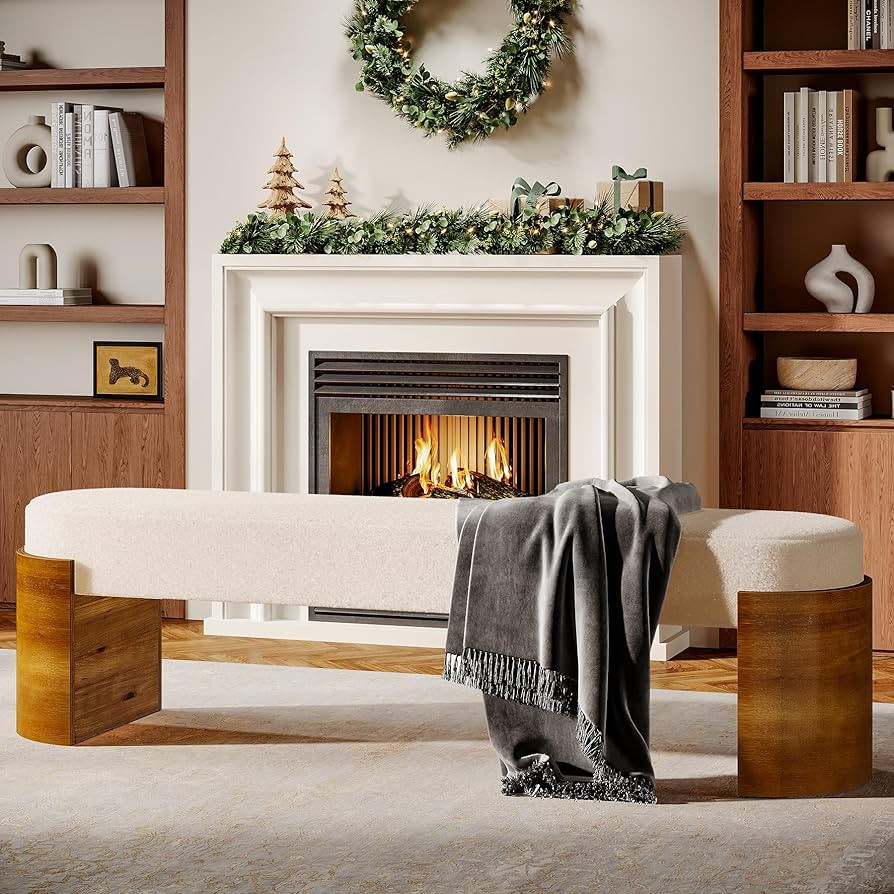 Tribesigns 59" Upholstered Bench, Modern Entryway Bench with Engineered Wood Frame, Oval Ottoman ... | Amazon (US)