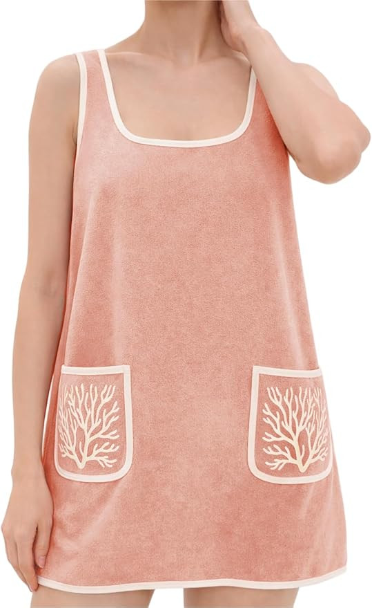 VAOYIU Womens Suede Tank Dress Contrast Trim Embroidery Pockets Relaxed Fit Sleeveless Mini Cover... | Amazon (US)