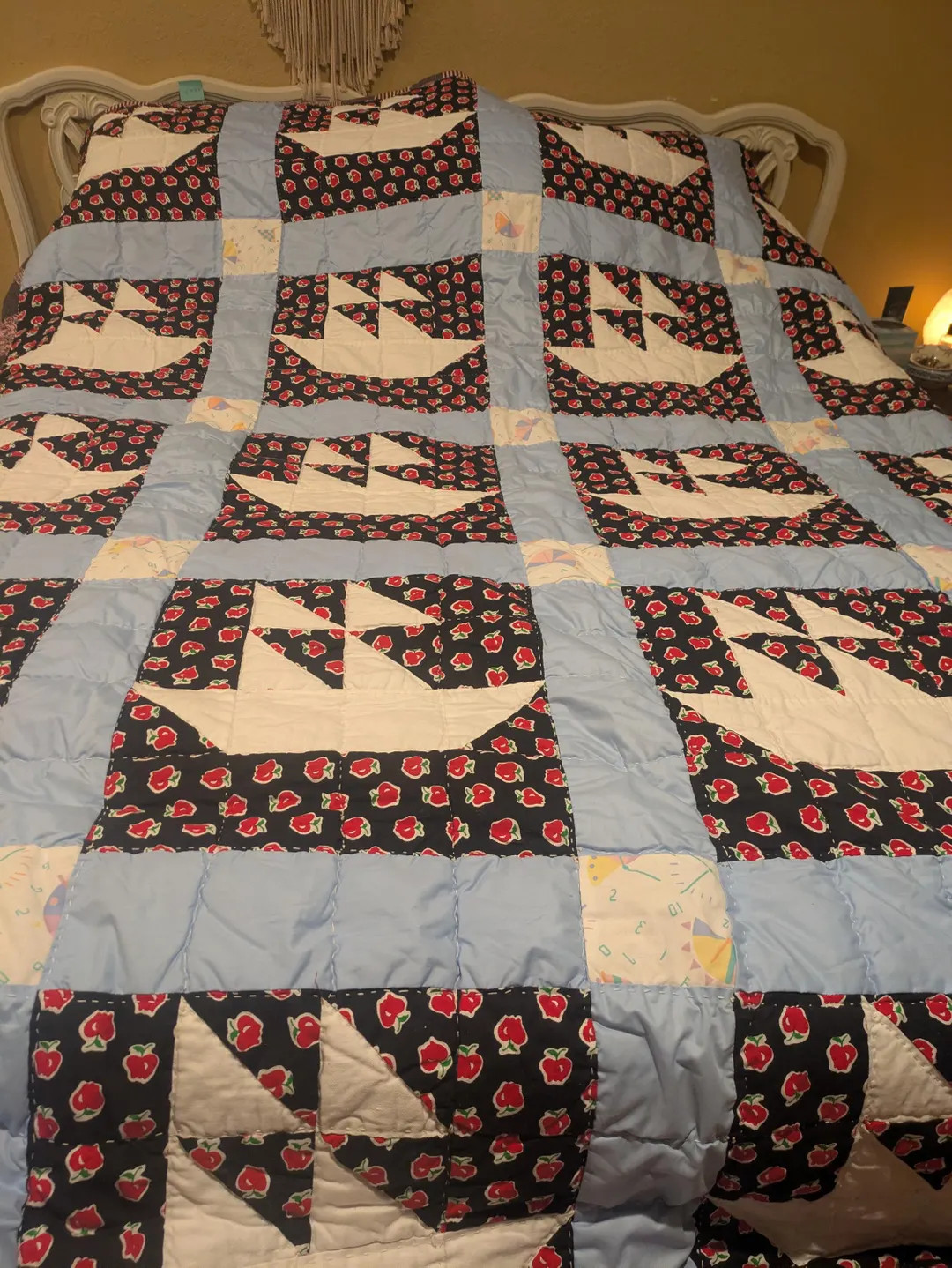 Vintage 'sailboat' Patchwork Quilt. Full Size - Etsy | Etsy (US)