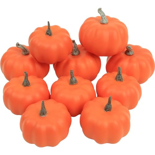 Ghrdopy Fake Pumpkins,10 Pcs Plastic Pumpkins, Orange Artificial Pumpkins for Decorating Thanksgiving Halloween Seasonal Holiday Decor Decoration-A | Amazon (US)