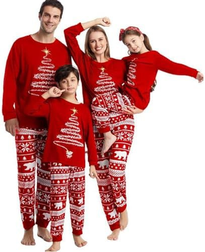 ENJOYNIGHT Matching Family Christmas Pajamas Set Soft Long Sleeve Xmas Sleepwear Print Pjs Sets | Amazon (US)
