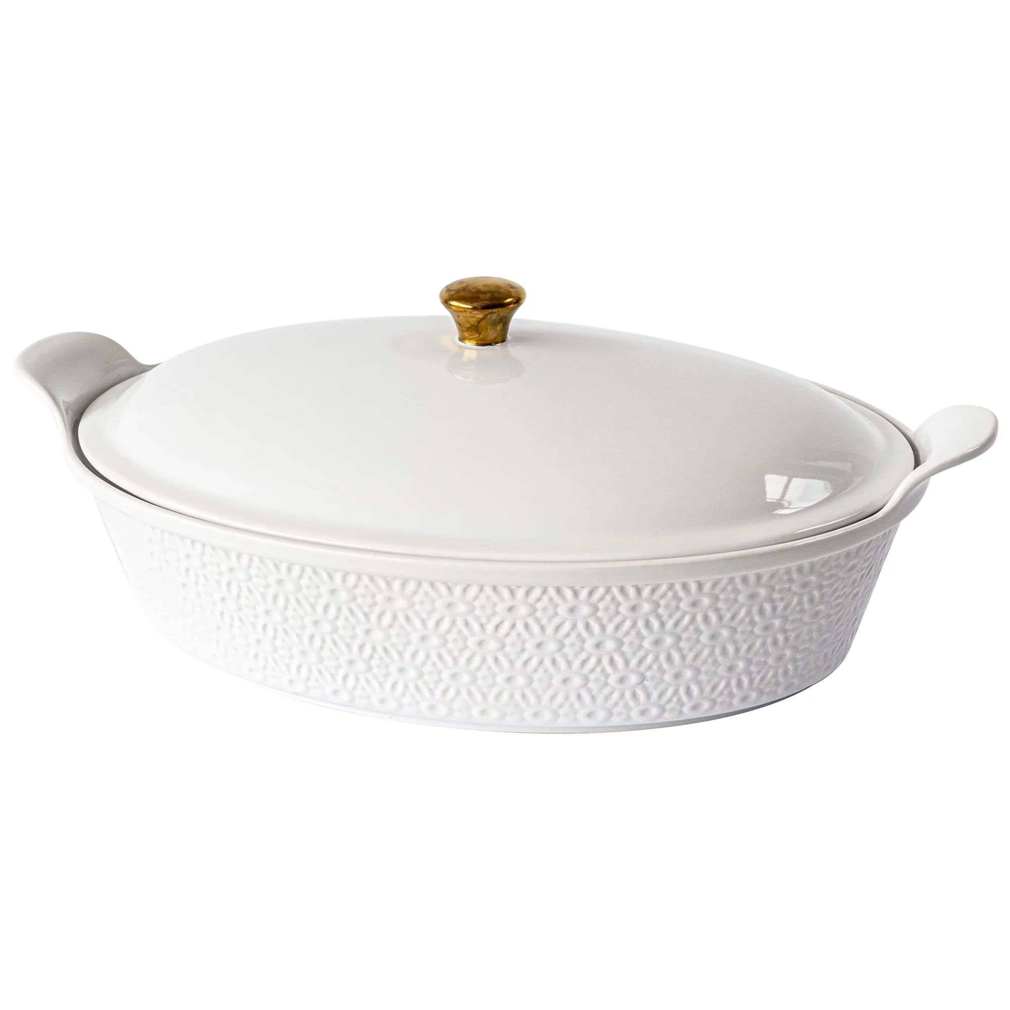 Sofia Home White Oval Stoneware Casserole Dish with Lid by Sofia Vergara | Walmart (US)