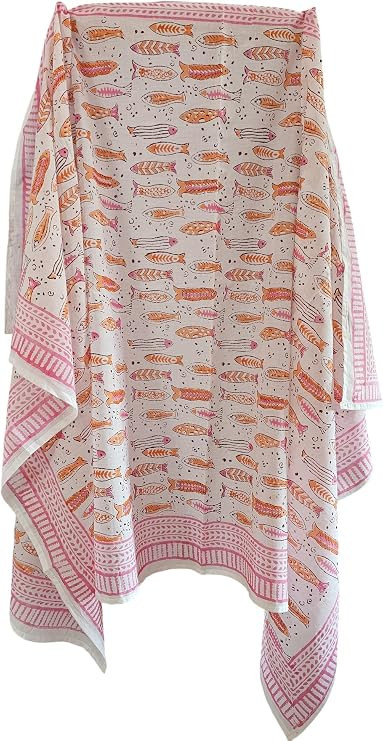 INDIANHANDICRAFT Jaipuri Paisley Fish Handblock Printed 100% Cotton Pareo Sarong for Women, Size ... | Amazon (US)