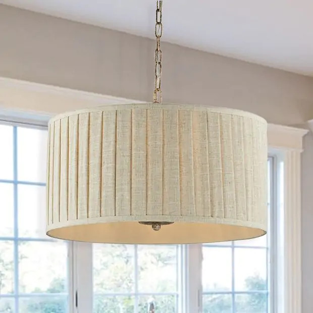 Pleated Drum Shade Pendant Light | Antique Farm House