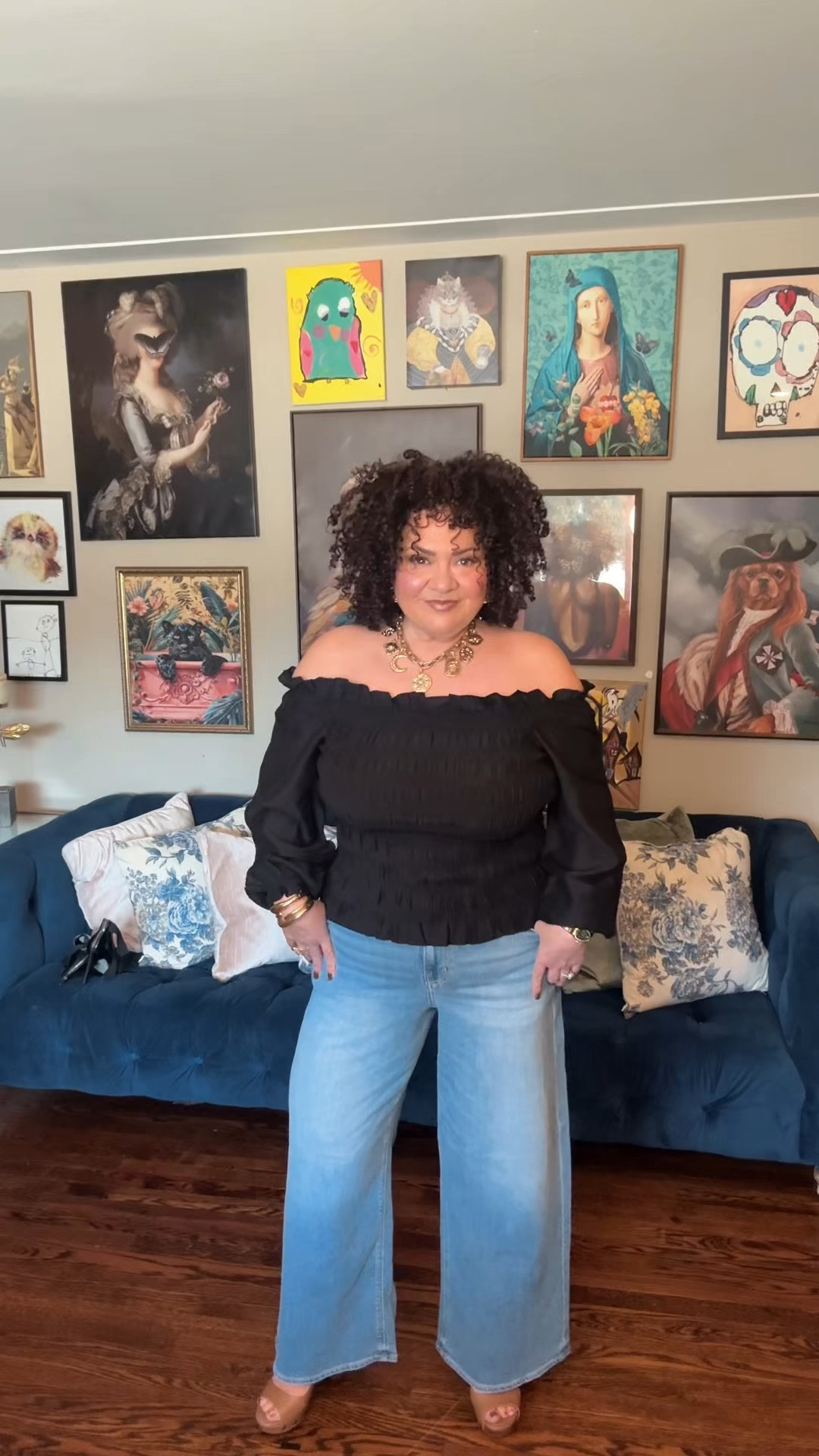 I’m wearing a 12 in these dreamy drape jeans, medium in top

#LTKMidsize #LTKOver40 #LTKTall