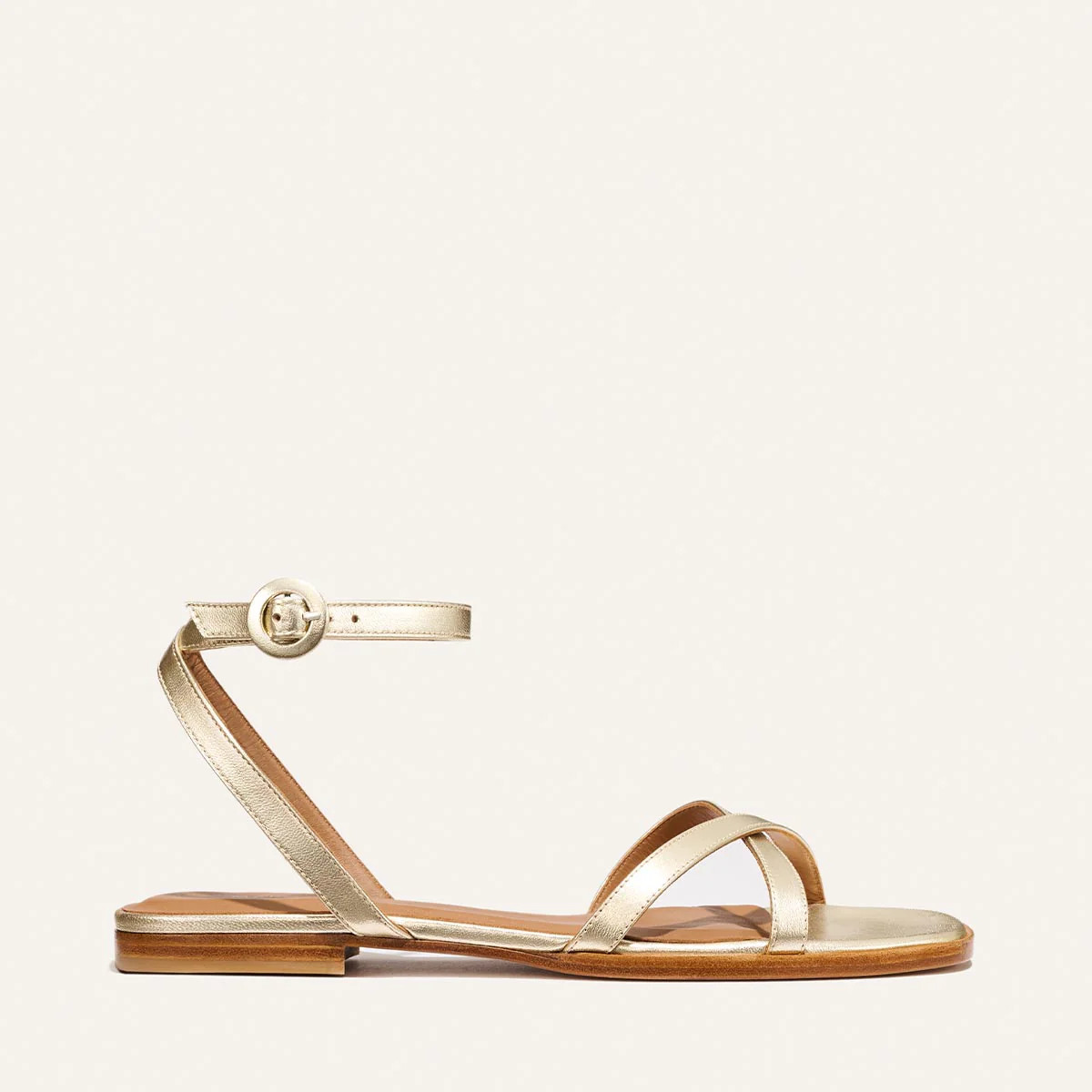 The Flat Sandal - Champagne Nappa | Margaux