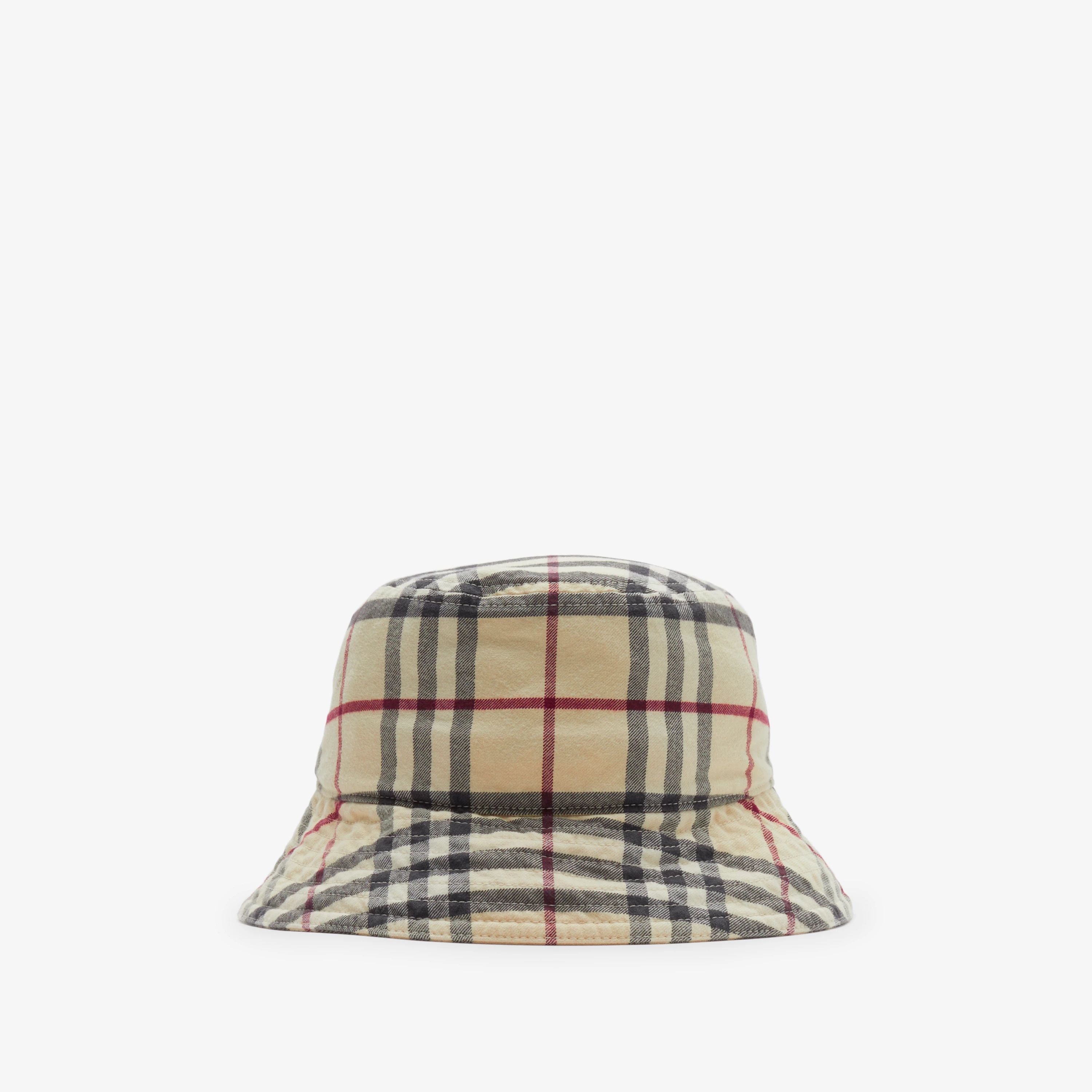 Check Cotton Bucket Hat in Stone | Burberry® Official | Burberry (US)