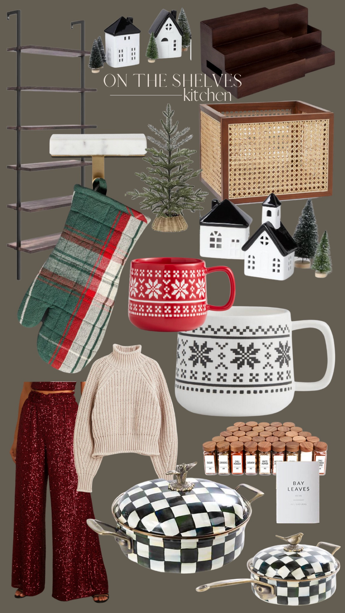 On the kitchen shelves & sequin red pants 

#LTKHoliday #LTKhome #LTKSeasonal
