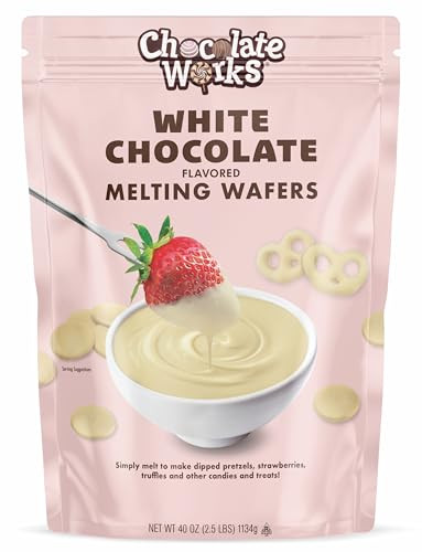 White Melting Chocolate Discs by Chocolate Works, White Chocolate Melts for Coating, Dipping, Molding, and Candy Decorating, Bulk Chocolate Wafer Candy Melts, 2.5 lb. Bag | Amazon (US)