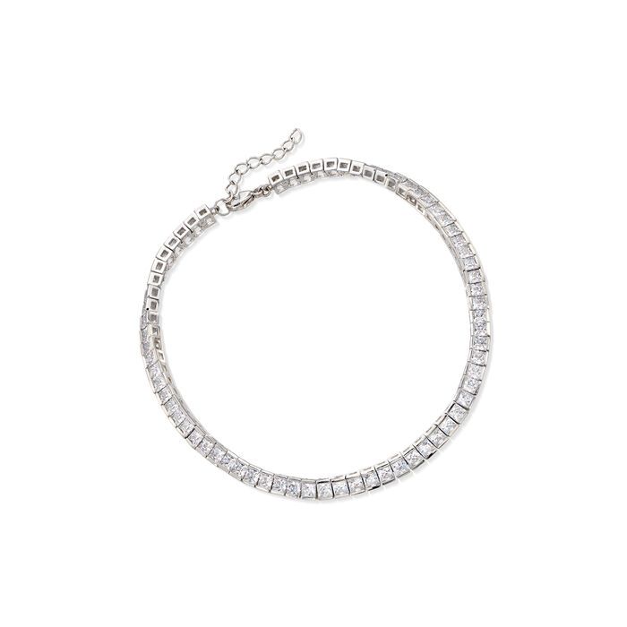 10.35 ct. t.w. Princess-Cut CZ Tennis Anklet in Sterling Silver. 9" | Ross-Simons