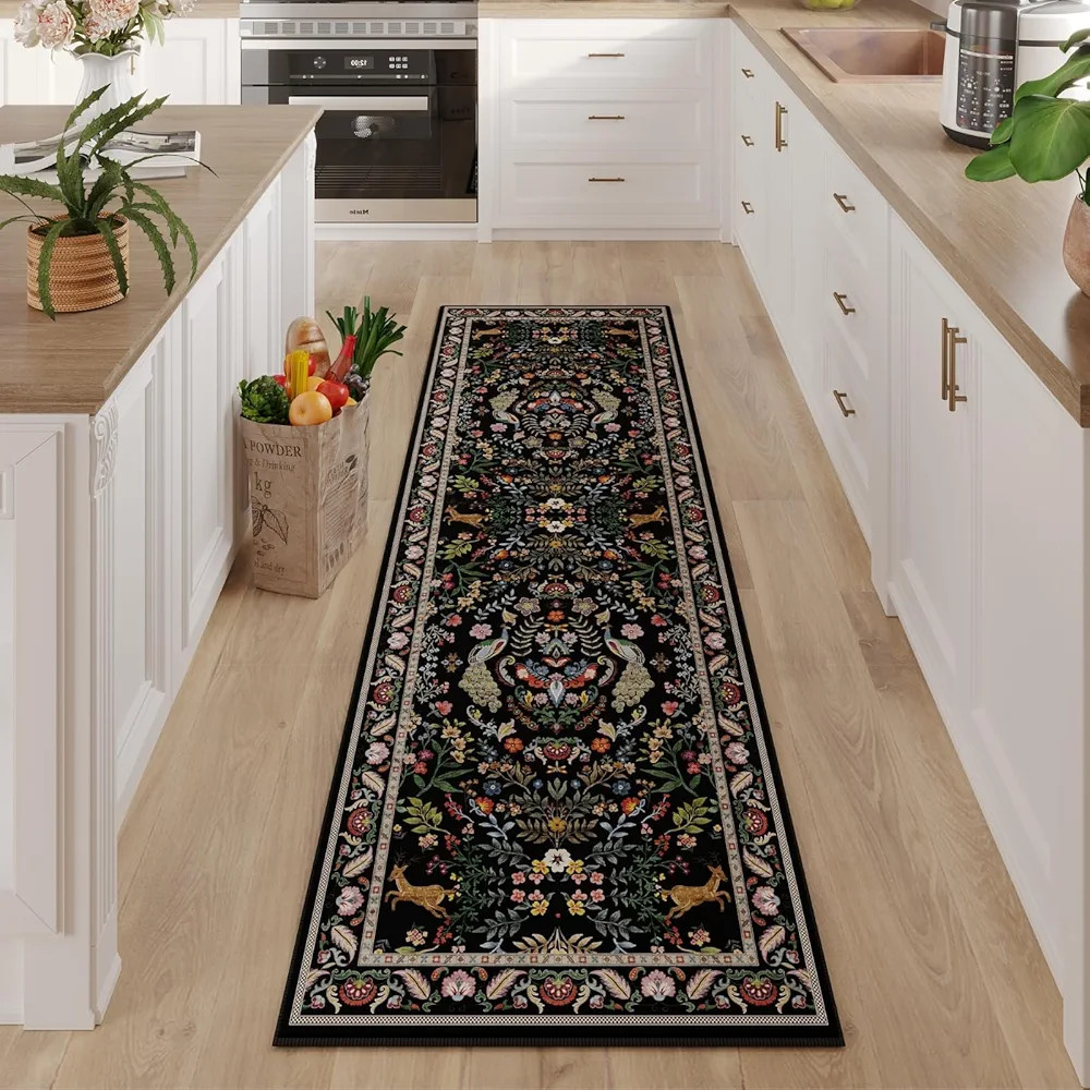 Runner Rug Washable Kitchen 2'6''x8' Rug for Entryway Indoor Floral Non-Slip Soft Carpet Runner f... | Amazon (US)