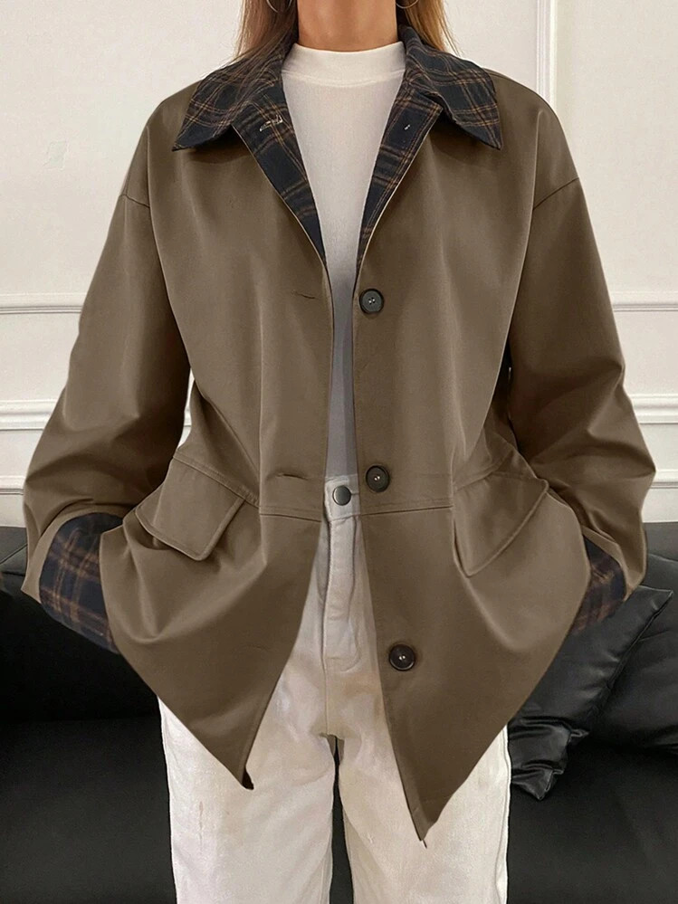 DAZY New Autumn Women Patchwork Regular Casual Jacket | SHEIN