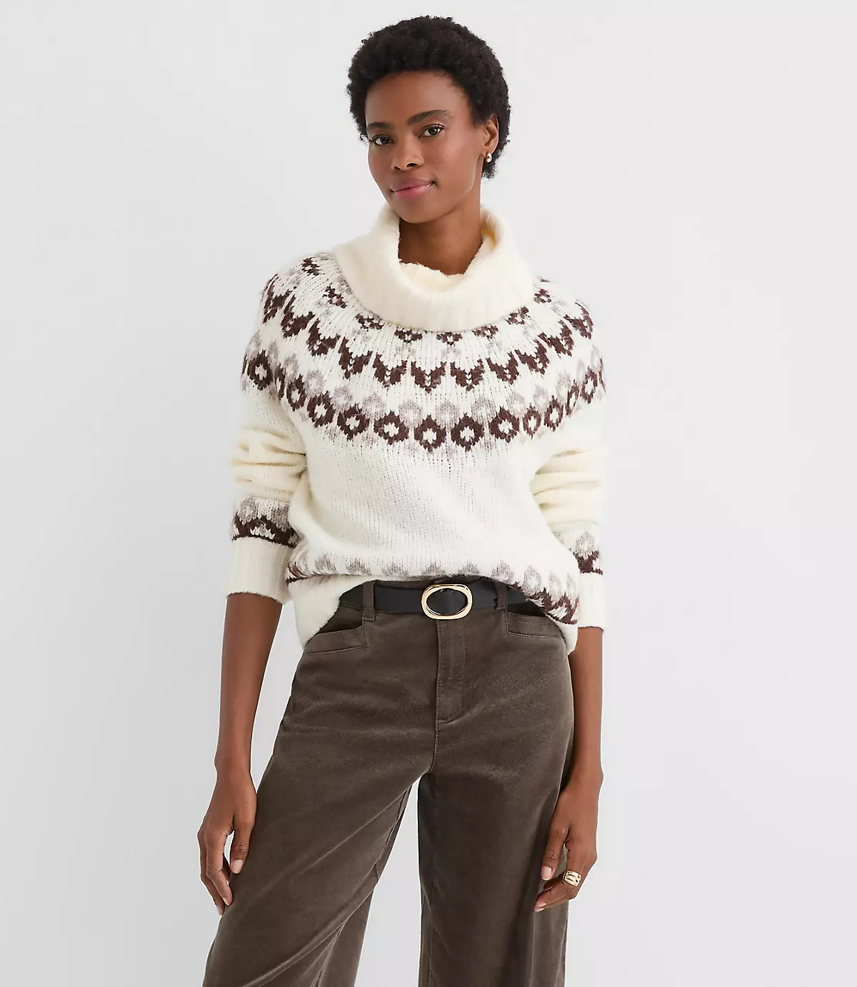 Fair Isle Cowl Neck Sweater | LOFT